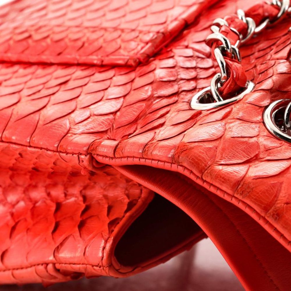 Chanel Classic Double Flap Bag Python Medium Orange - Picture 11 of 13